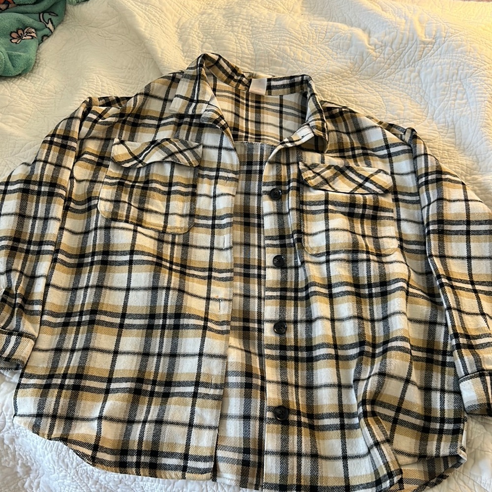 yellow and black plaid jacket
